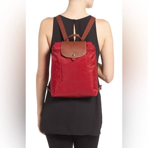 Longchamp Red Le Pliage Nylon Canvas Original Backpack - Picture 2 of 9